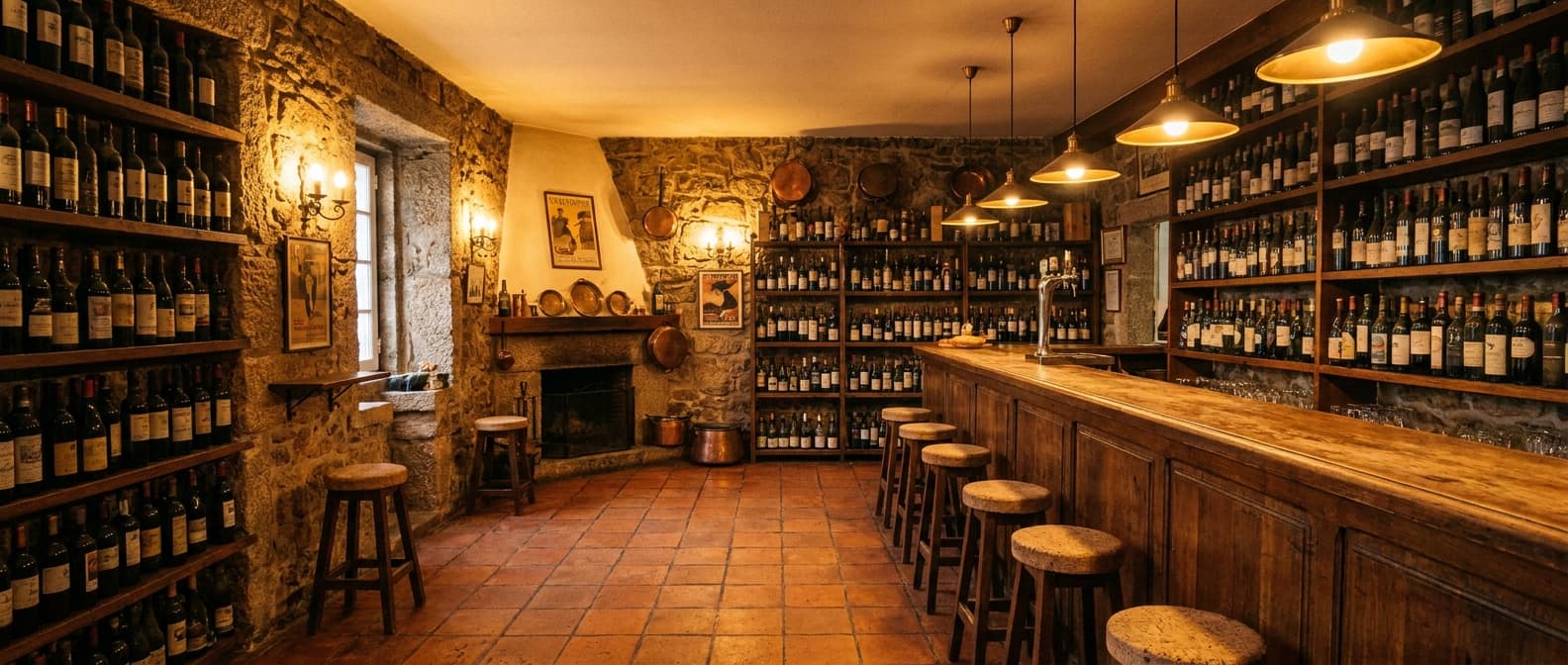 Bar tradicional português com vinhos